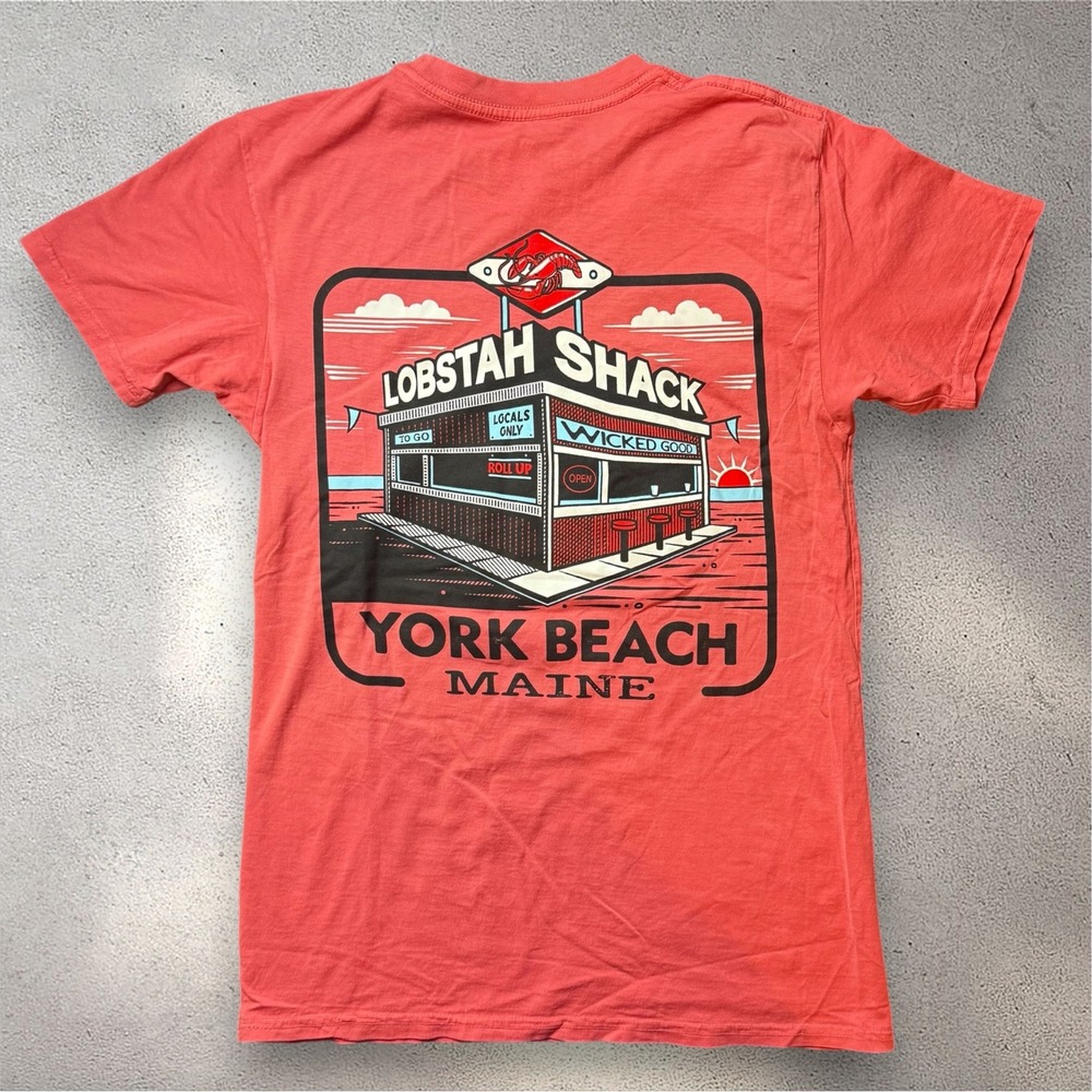 The Duck Company York Beach Maine Lobstah Shack Graphic T-Shirt Coral Mens S